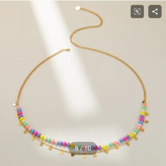 Waist Chain Set Pastel Heart and Gold Heart Belly Chain Set - Picture 2 of 7